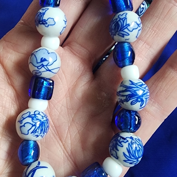 4pc Lot Handpainted Porcelain Shou Beaded Necklace,Braclet & Earrings - Picture 5 of 8